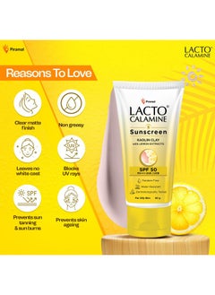 Lacto Calamine Lacto Calamine Sunscreen SPF 50 | 50g | PA +++ Sunscreen For Oily Skin | UVA - UVB Sunscreen | Water Resistant & No White Cast | With Kaolin Clay, Vitamin E & Lemon Extracts | Paraben Free  - Image 4