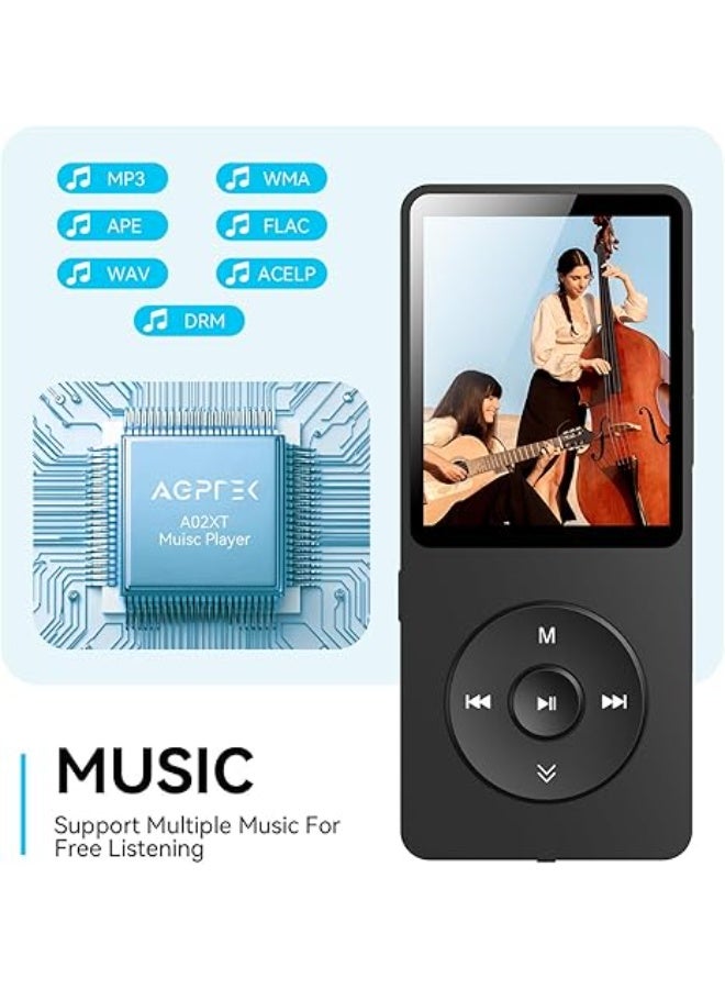 AGPTEK A02X 32GB MP3 Player with Bluetooth 5.3, 1.8 inch Screen Portable Music Player with Speaker, FM Radio, Voice Recorder, Supports Expanded Up to 128GB - Image 5