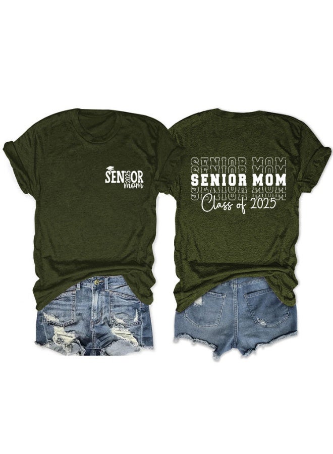 Fashion‘Senior Mom’ Printed T-Shirt Graduation Gifts Causal Teacher Tee Tops - Image 1