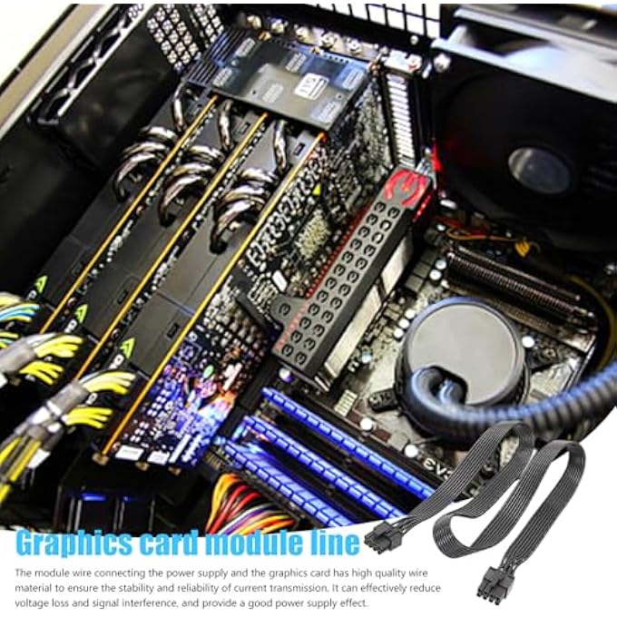 rayihni VGA PCIE CABLE - GRAPHICS CARD CABLE 8 PIN | 8P TO 6+2P FLAT LINE GRAPHICS CARD EXTENSION FOR PCI EXPRESS CONNECTOR - Image 3