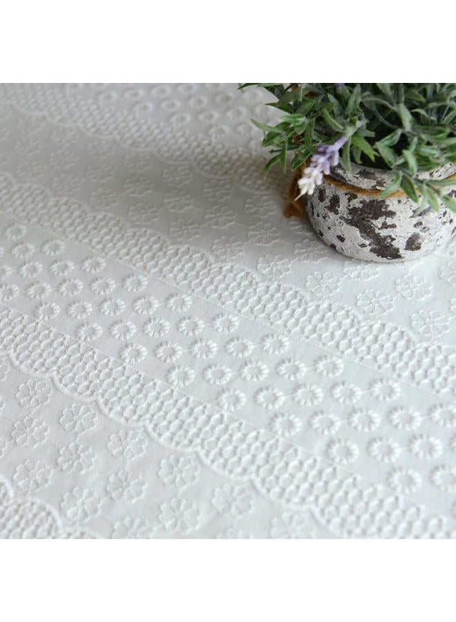 Artbloss White Cotton Tablecloth Ruffled Lace Embroidered Fabric Tablecloths RusticFrench Washable Table Cover for Indoor Outdoor Home Holiday Party Christmas (White, 60 x 104 Inches) - Image 4