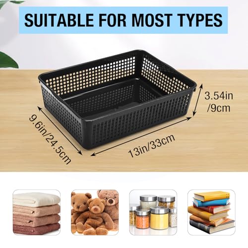 Cptoion A4 Size Plastic Storage Basket Tray6 Pack Plastic Paper Storage TraysDesktop File Paper Letter Organizer Basket for Classroom Office Home Black - Image 3