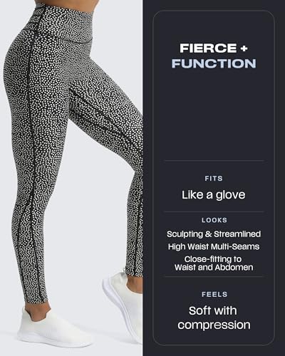 Aoxjox High Waisted Workout Leggings for Women Trinity Yoga Pants 26.5" (Blackness Dot Print, Medium) - Image 3