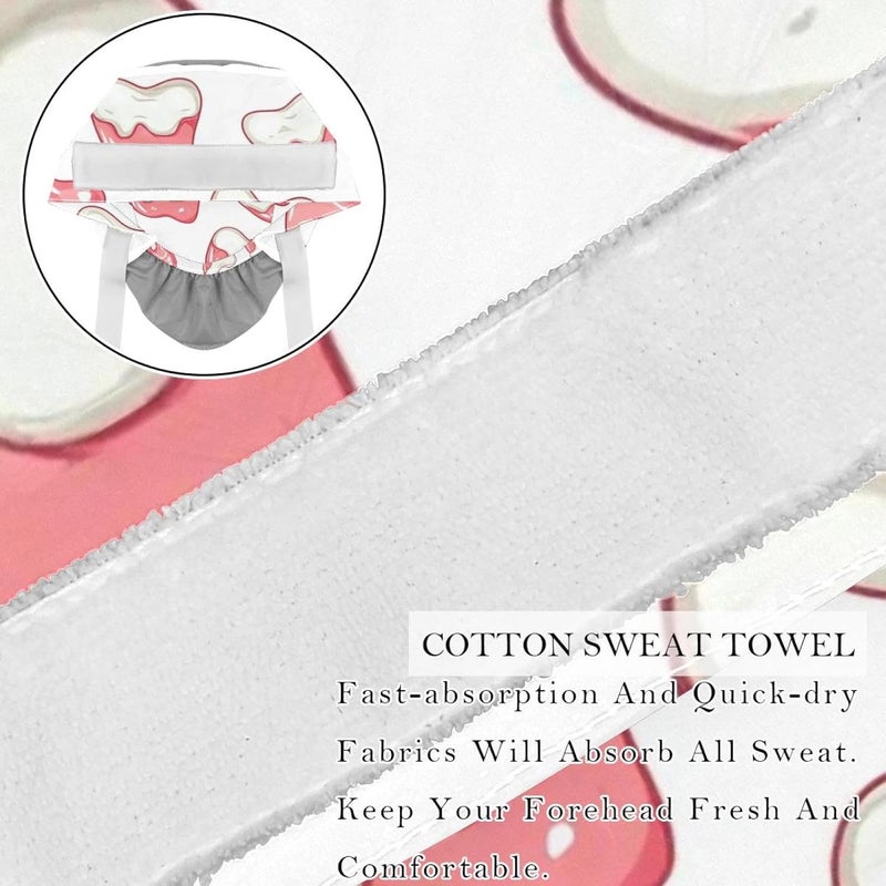 2 Packs Cute Teeth Scrub Cap Women Working Cap Adjustable Sweatband Bouffant Hat - Image 2