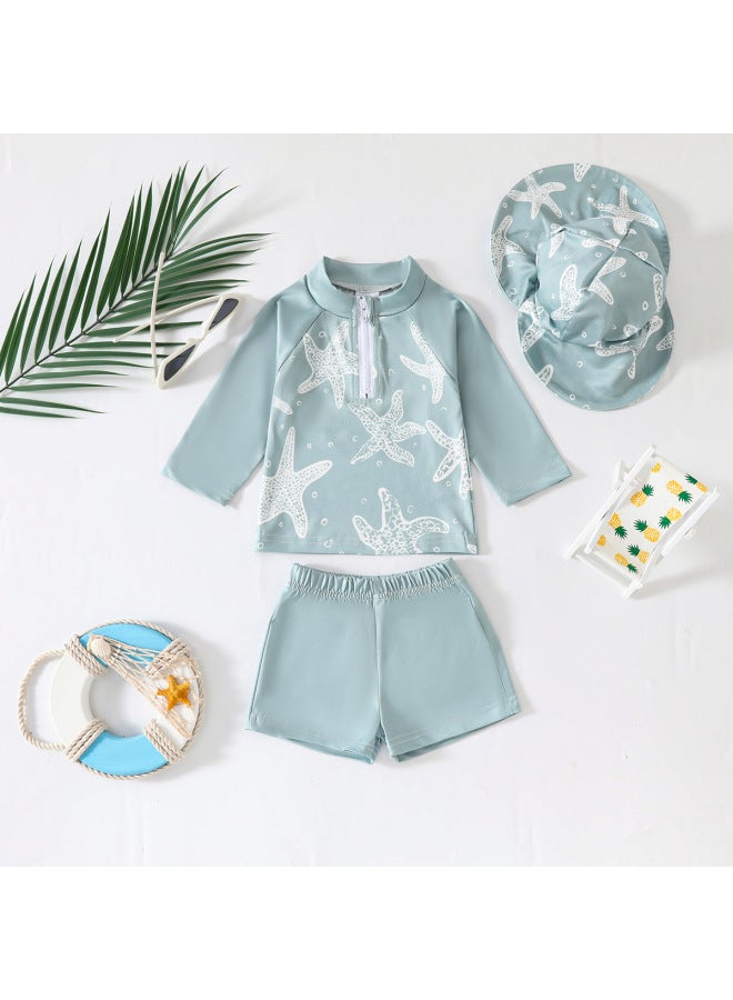 Generic Children And Infants Suit Summer Western-style Fashionable Sea Starfish Baby Body Clothes With Same Style Hat-Color:LD004-Size:6-12M  - Image 2