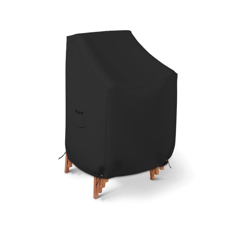 Covers & All Stackable Chair Cover 12 Oz Waterproof - 100% Weather Resistant PVC Coated Patio Furniture Cover with Air Pockets & Drawstrap for Snug Fit (40W x 40D x 36H x 15 FH, Black) - Image 1