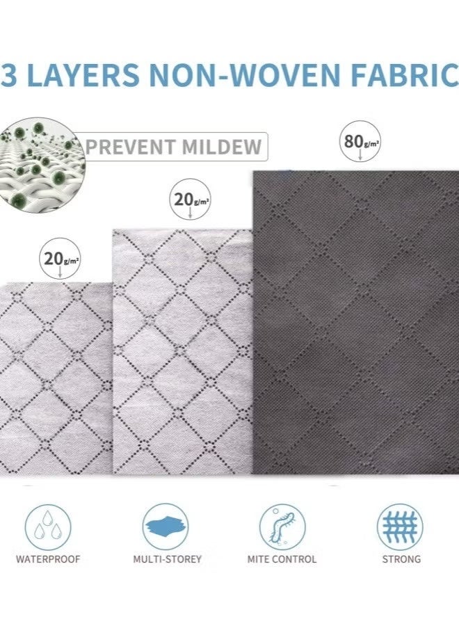 حقيبة تخزين خزانة قابلة للطي من القماش غير المنسوج، 1/2/3 قطع، أكياس تخزين الملابس أسفل السرير، صناديق تخزين ملابس كبيرة قابلة للطي، حقيبة تخزين ملابس بسعة كبيرة، منظمات خزانة سميكة غير منسوجة مقاومة للماء، مع مقبض مقوى، سحاب قوي ونافذة شفافة كبيرة الحجم، للألحفة والملابس والفراش، رمادي - Image 5