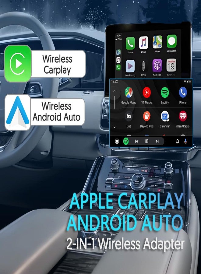 ynf Wireless Carplay Adapter & Android Auto Wireless Adapter, USB + Type-C Dual Interface , 2 in 1 Auto Car Play Wireless Dongle for OEM Wired Carplay Android Auto Car with iPhone IOS 10+ / Android 11+ - Image 2