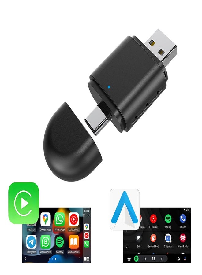 ynf Wireless Carplay Adapter & Android Auto Wireless Adapter, USB + Type-C Dual Interface , 2 in 1 Auto Car Play Wireless Dongle for OEM Wired Carplay Android Auto Car with iPhone IOS 10+ / Android 11+ - Image 1