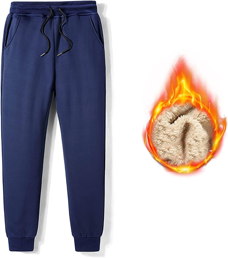 woobles Men's Casual Cotton Pajama Yoga Pants Warm Sweatpants Fleece Sherpa Lined Winter Jogger Pants 4X-Large 003-blue - Image 1