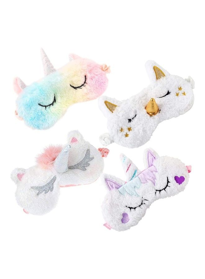 Loquat 4-Piece Unicorn Plush Eye Sleeping Mask 11 x 20cm - Image 1