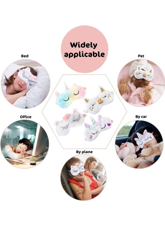 Loquat 4-Piece Unicorn Plush Eye Sleeping Mask 11 x 20cm - Image 5
