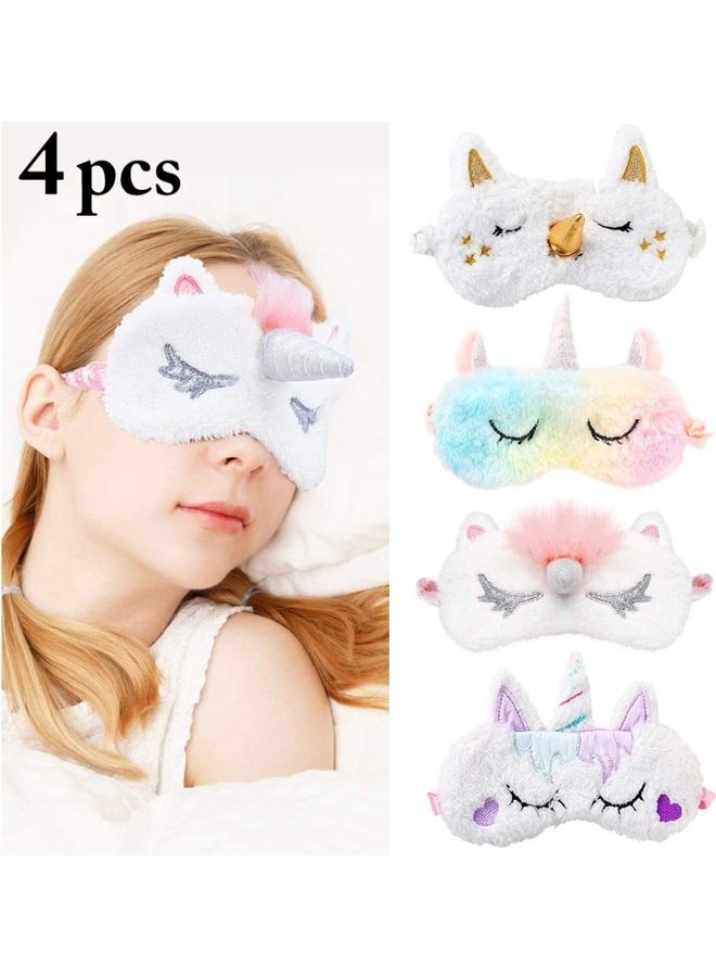 Loquat 4-Piece Unicorn Plush Eye Sleeping Mask 11 x 20cm - Image 2