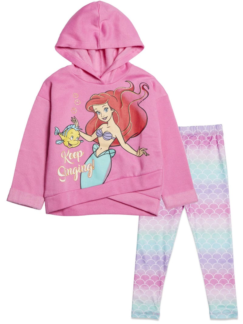 Disney Princess Ariel Little Girls Pullover Hooded Legging Set Princess Ariel 7-8 - Image 1