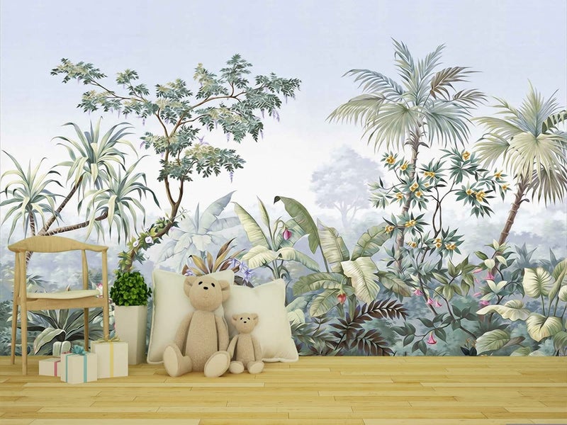 Reyhui Tropical Banana Leaf Wallpaper Green Plant Wall Murals for Bedroom Living Room (not self-Adhesive) - Image 2