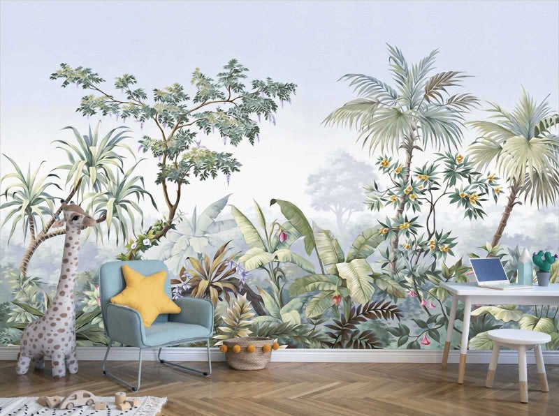 Reyhui Tropical Banana Leaf Wallpaper Green Plant Wall Murals for Bedroom Living Room (not self-Adhesive) - Image 4