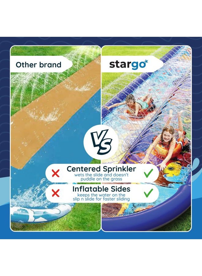 stargo Undersea Water Dual Slip and Slide - 18 Feet X 5 Feet Slip and Slide with Splash Pad and Sprinkler, Water Slide with Inflatable Body Boards - Kids Water Fun - Image 3