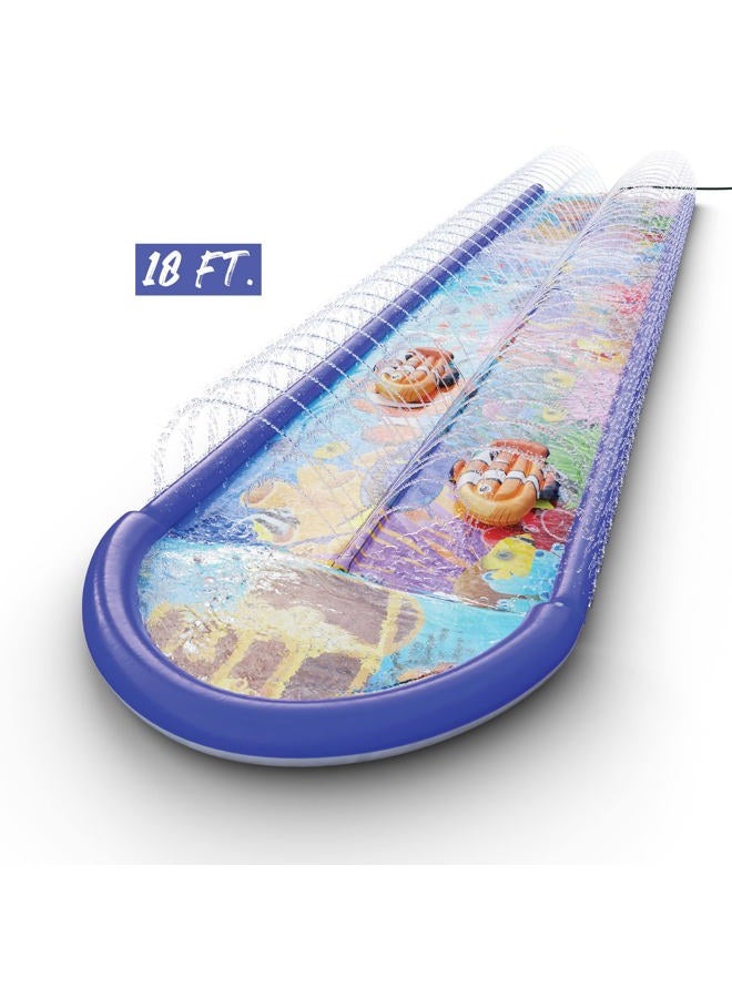 stargo Undersea Water Dual Slip and Slide - 18 Feet X 5 Feet Slip and Slide with Splash Pad and Sprinkler, Water Slide with Inflatable Body Boards - Kids Water Fun - Image 5