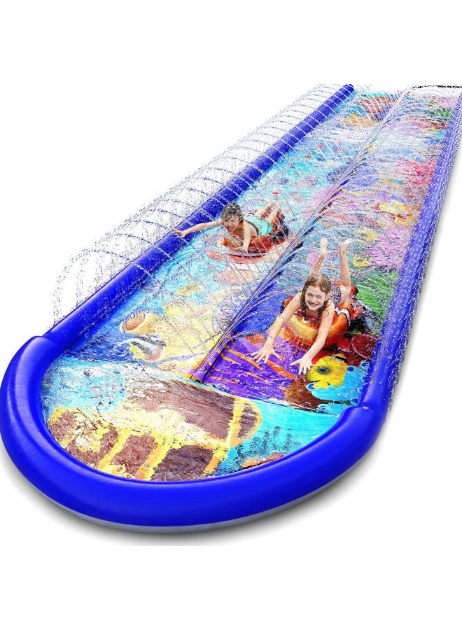 stargo Undersea Water Dual Slip and Slide - 18 Feet X 5 Feet Slip and Slide with Splash Pad and Sprinkler, Water Slide with Inflatable Body Boards - Kids Water Fun - Image 2