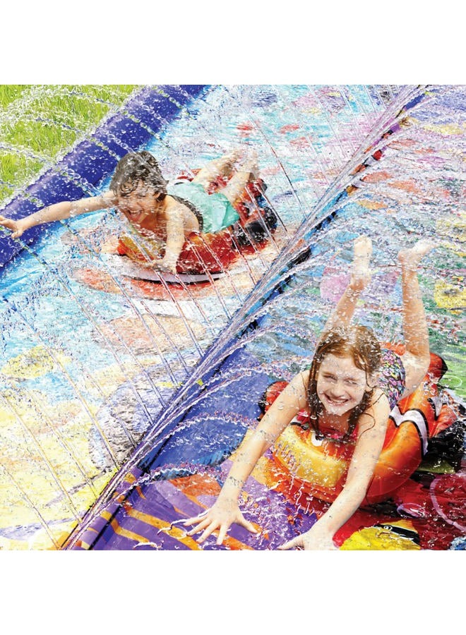 stargo Undersea Water Dual Slip and Slide - 18 Feet X 5 Feet Slip and Slide with Splash Pad and Sprinkler, Water Slide with Inflatable Body Boards - Kids Water Fun - Image 4