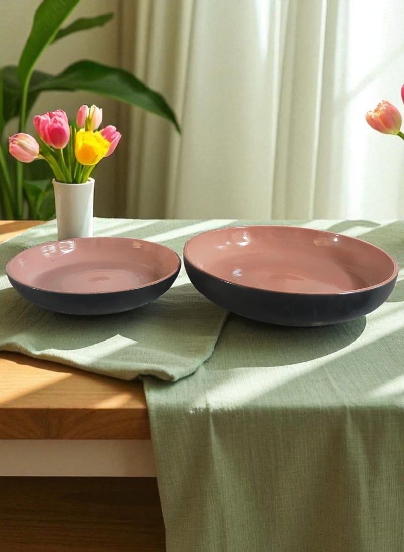 كلور زون بوتري 2 طقم صينيه من الفخار و الخزف مستدير يتحمل درجات الحراره وغير المباشره, شعله اوداخل الفرن 28 سم - Image 5