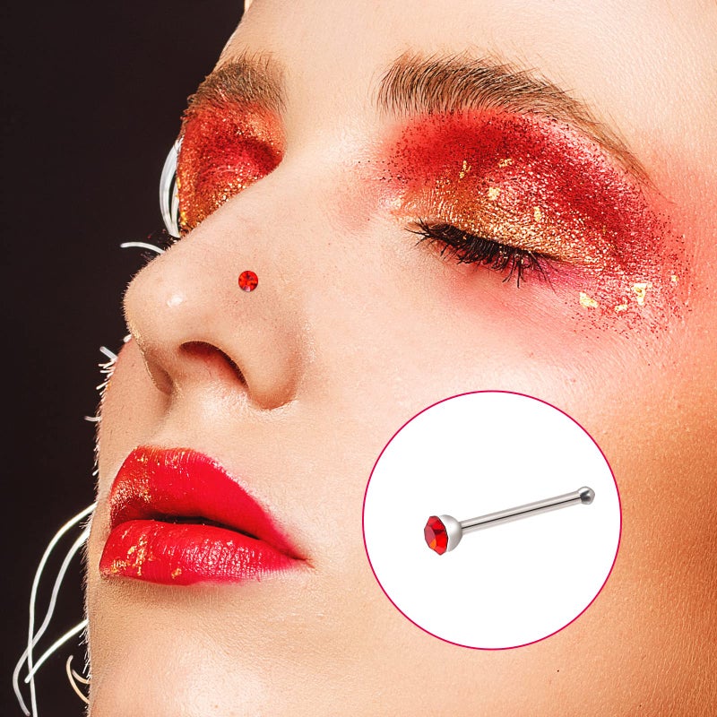 cnomg 2 Sets 120 pcs Stainless Steel Nose Ring Body Piercing Jewelry Nose Bone Stud Nose Hoop Crystal Hypoallergenic White+Multicolor 1.5 MM (White and Multicolor, 2mm) - Image 5