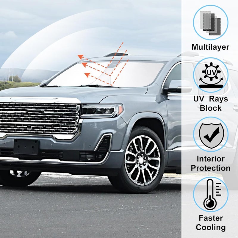 LHFLIVE Windshield Sun Shade for 2017-2023 GMC Acadia - Foldable Sun Blocker - Image 2