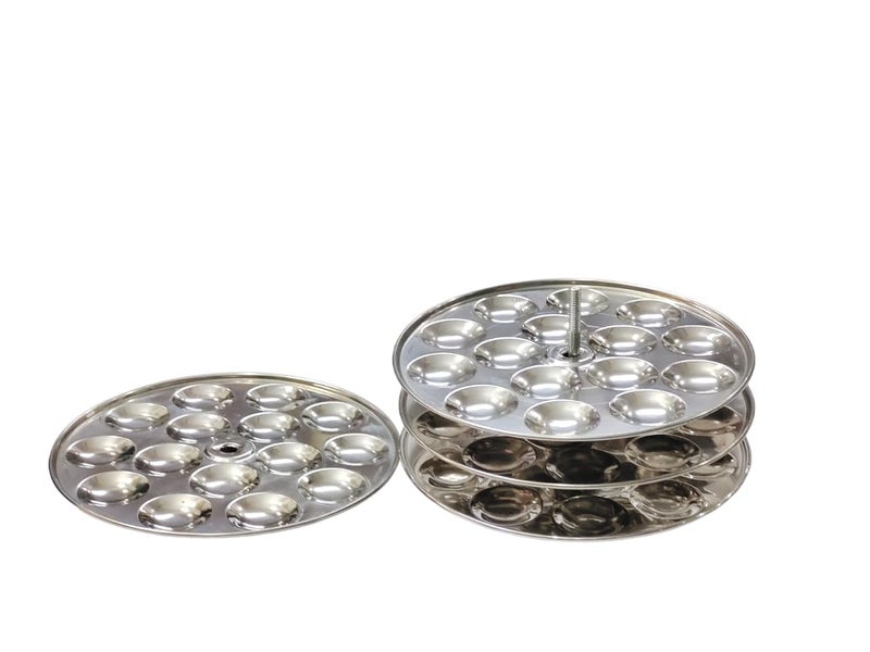 Marwall Stainless Steel SmallMini Idly StandIdly Maker Makes 60 Mini Idly at Once Round 4 Plate Mini Idli - Image 2