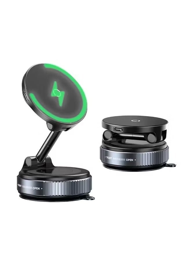 Magnetic Wireless Car Charger Mount K007S – Vacuum Suction & One-Handed Operation - Image 1