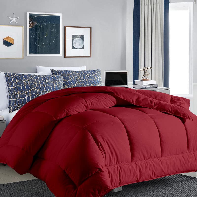 Razzai MammaYo Razzai Down Alternative Soft Quilted 300 GSM All Weather Comforter (90" x 90" Inches/228cm x 228cm) - Queen Size Comforters|Burgundy| TC - 400 - Image 2