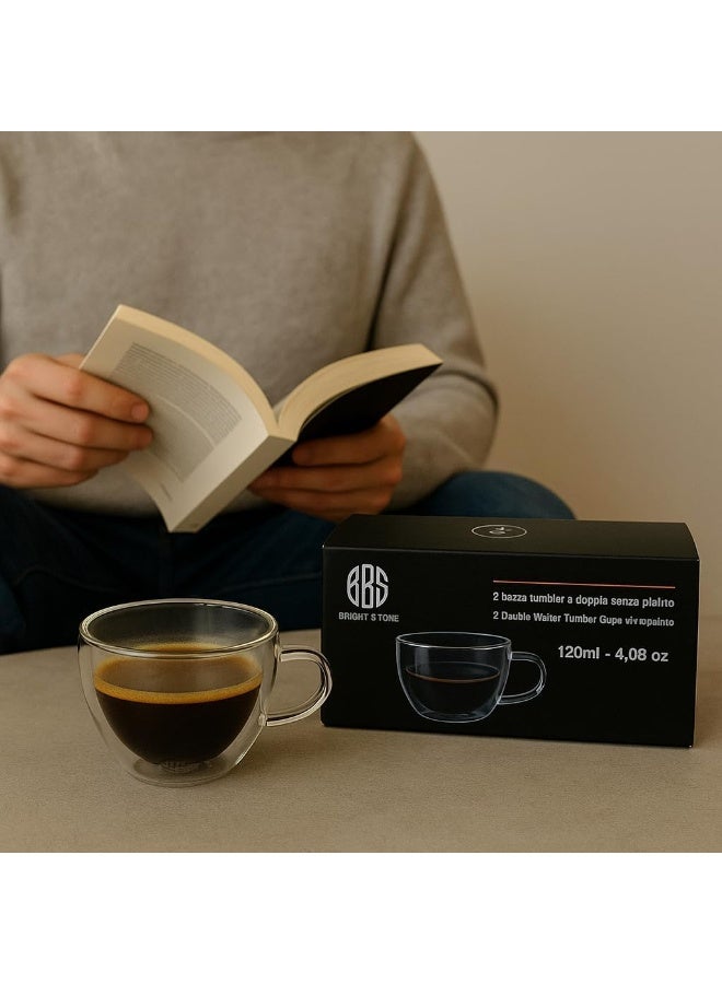 BS B&S Double Wall Glass Cups with Saucers - Image 5