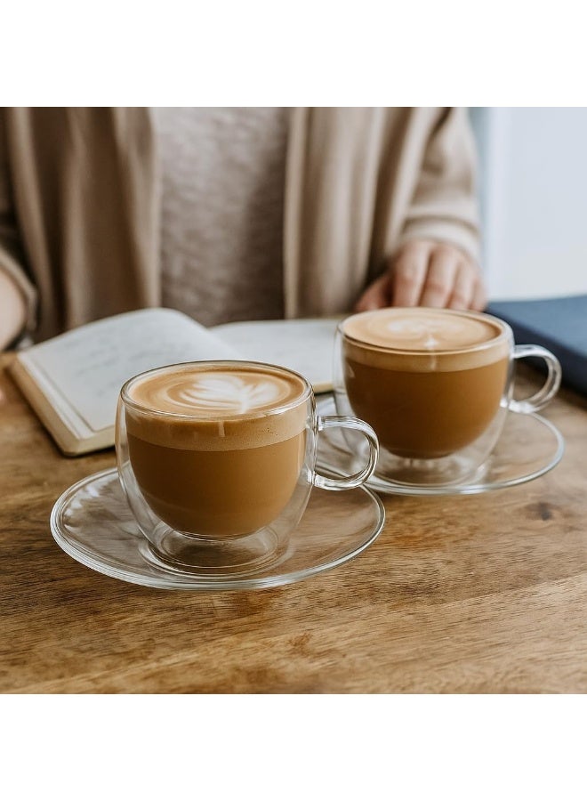 BS B&S Double Wall Glass Cups with Saucers - Image 2