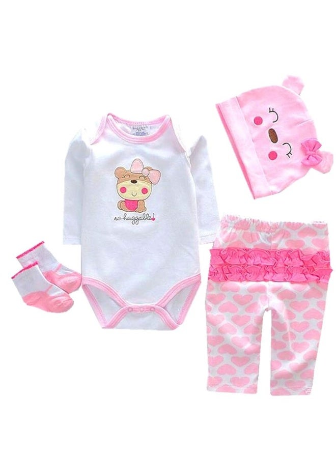 Pedolltree Reborn Dolls Baby Clothes Pink Outfits for 20"- 22" Reborn Doll Girl Baby Clothing Sets - Image 1