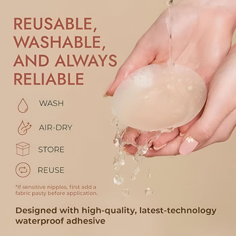 Silicone Breast Lift Patches - Reusable, transparent, invisible nipple covers designed for maximum comfort, anti-slip grip, and waterproof durability throughout the day. - Image 3
