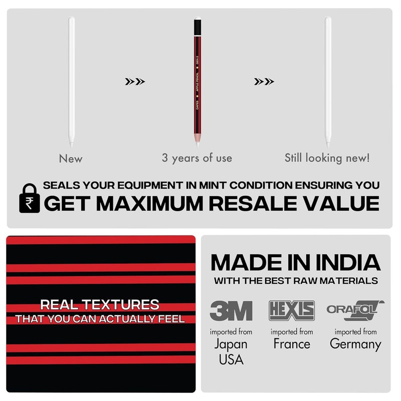 Capes ملصقات تغليف متوافقة مع قلم آيباد الجيل الثاني | تغليف فينيل 3M مقاوم للخدوش ودائم | ليس علبة | متوافق مع الشحن اللاسلكي | أحمر عتيق - Image 5