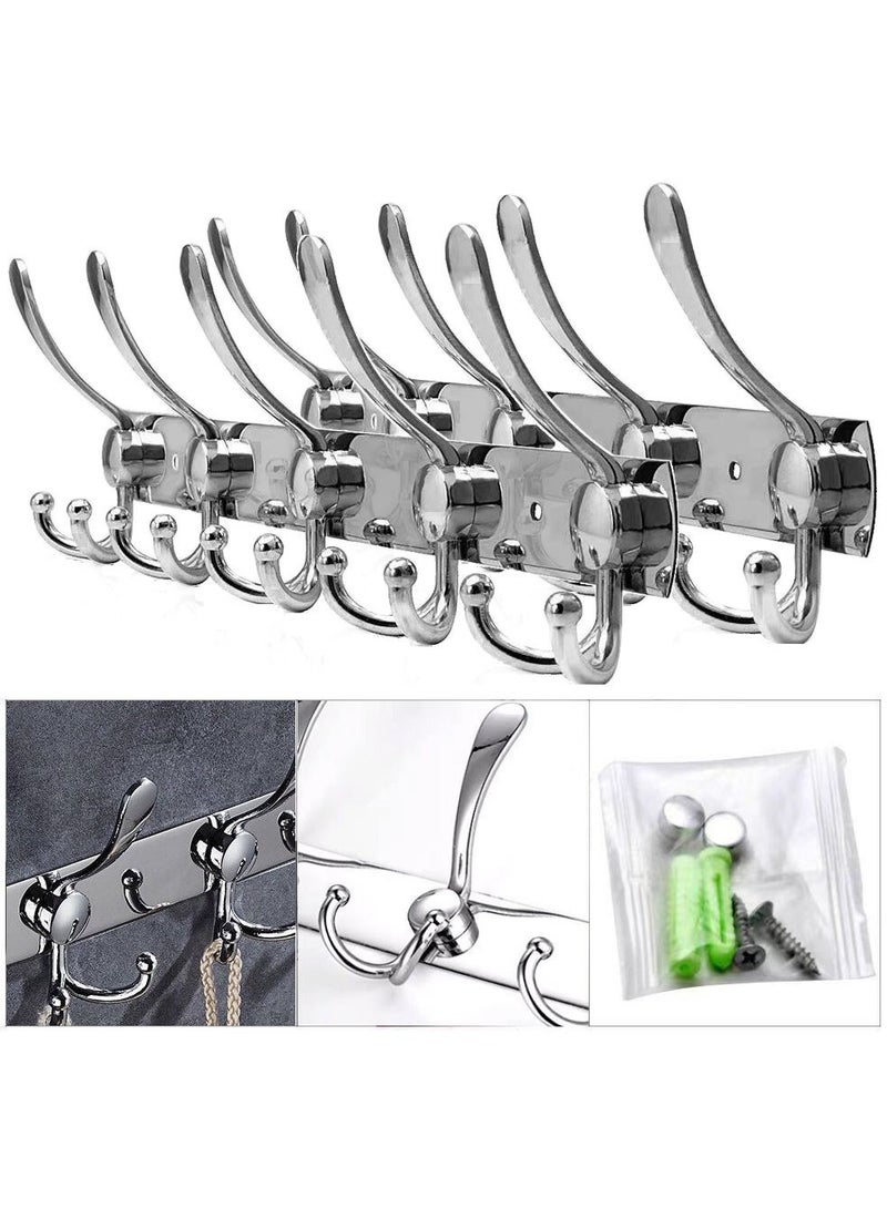 2 Pack Stainless Steel Wall Mount Hook Hanger for Coat Robe Hat Clothes Towel Rack Silver - Image 1