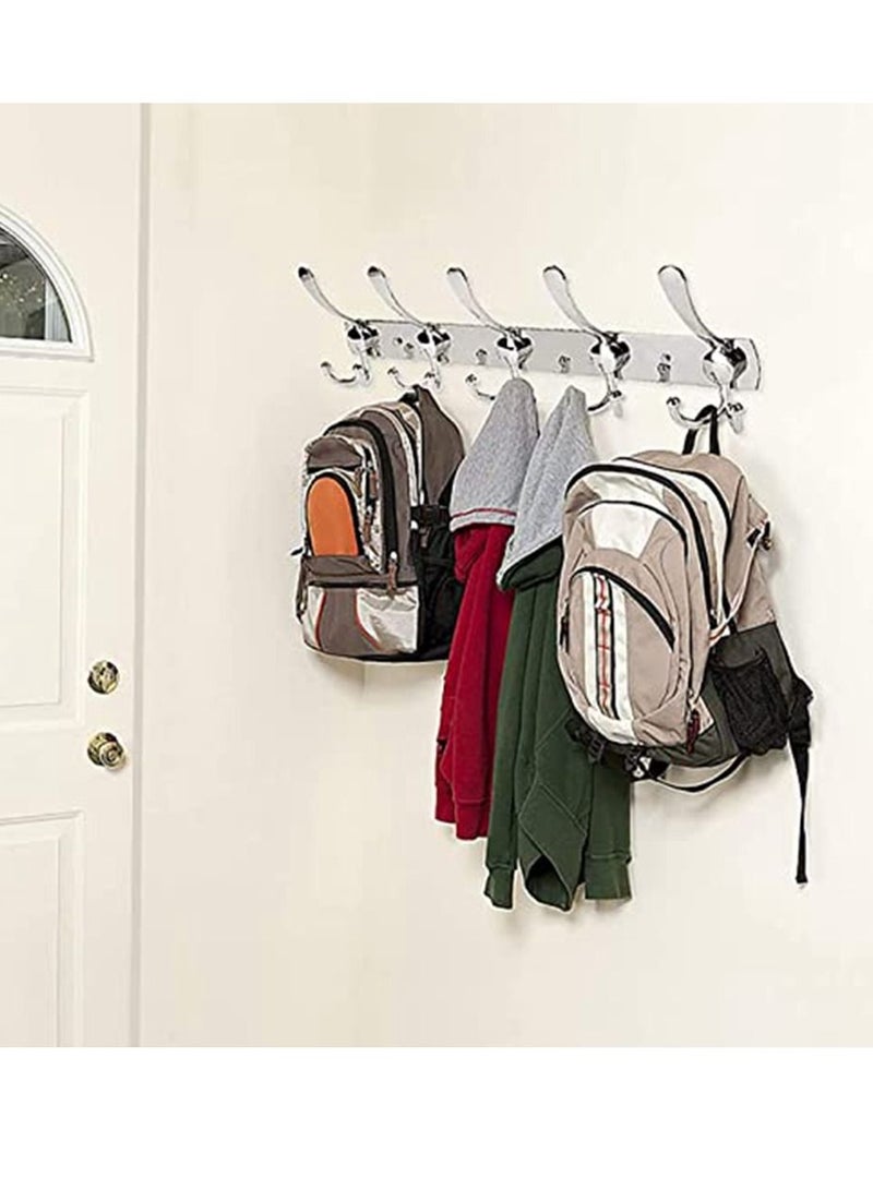 2 Pack Stainless Steel Wall Mount Hook Hanger for Coat Robe Hat Clothes Towel Rack Silver - Image 2