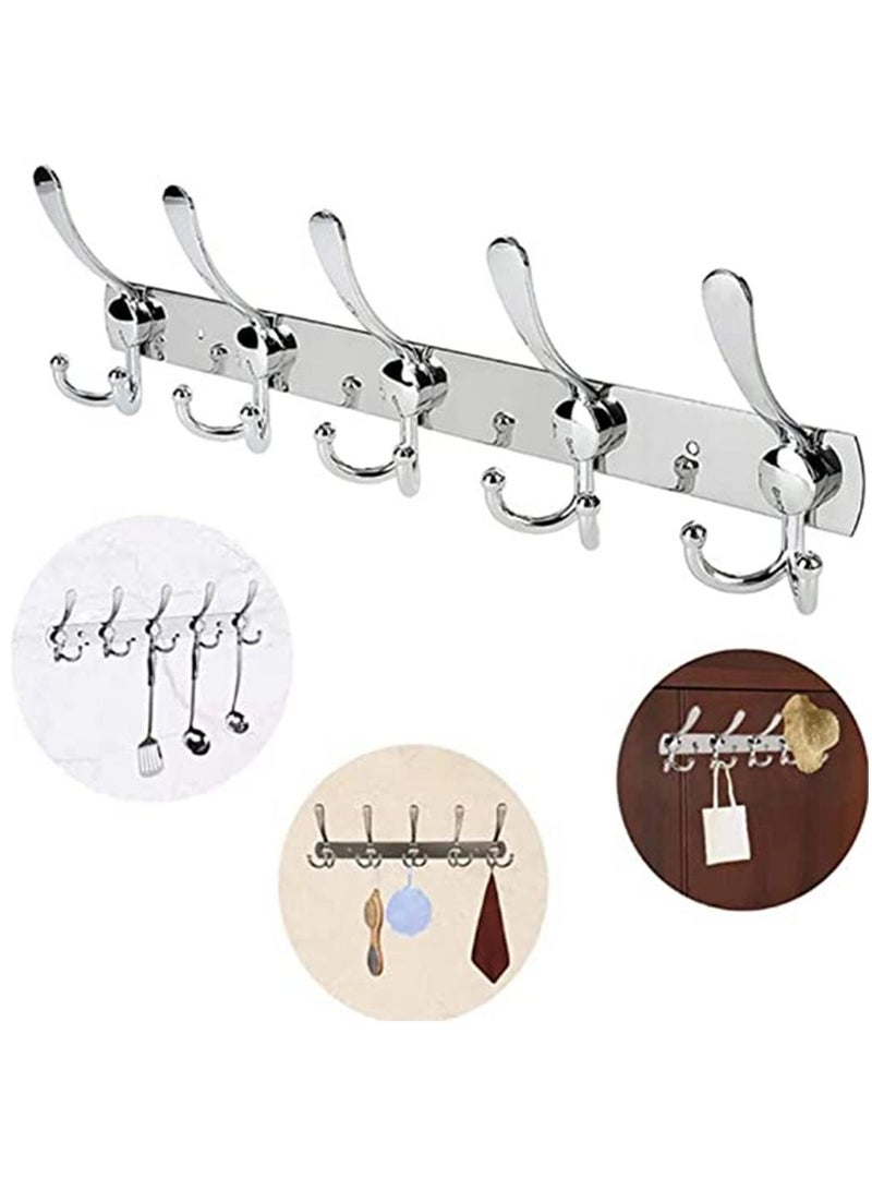 2 Pack Stainless Steel Wall Mount Hook Hanger for Coat Robe Hat Clothes Towel Rack Silver - Image 4