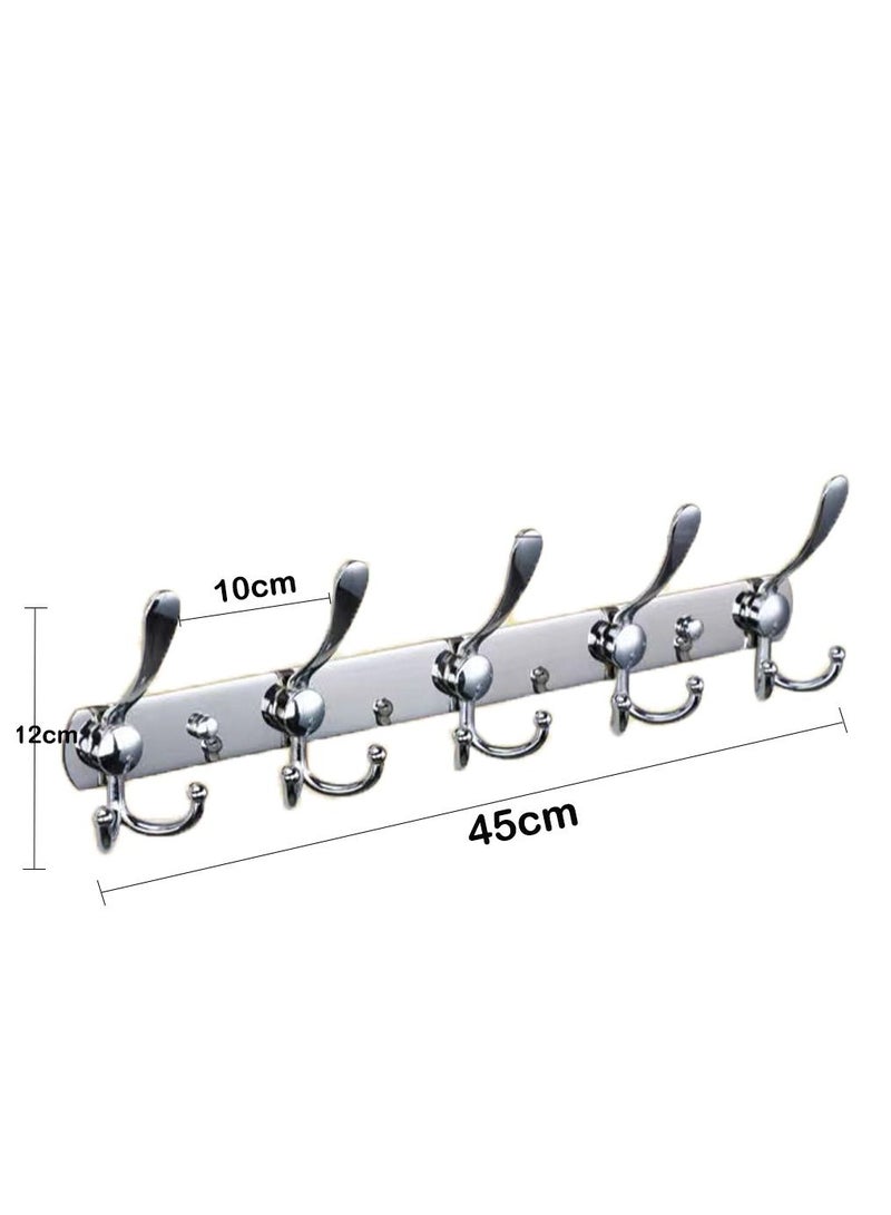 2 Pack Stainless Steel Wall Mount Hook Hanger for Coat Robe Hat Clothes Towel Rack Silver - Image 5