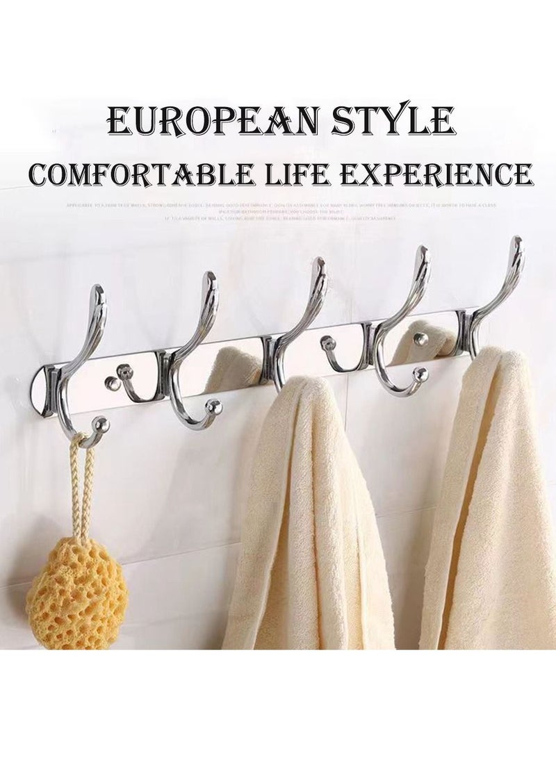 2 Pack Stainless Steel Wall Mount Hook Hanger for Coat Robe Hat Clothes Towel Rack Silver - Image 3