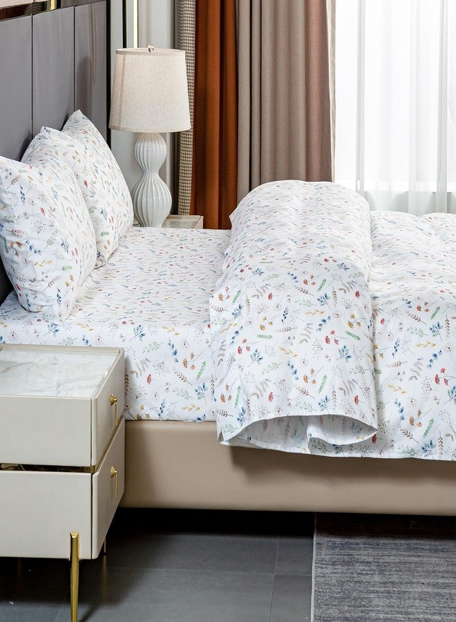 Bedlifes Full Sheet Set Ultra Soft, Breathable, Silky Flower Deep Pocket 100% Microfiber Bedding, 4 Piece Full Size White Floral - Image 4