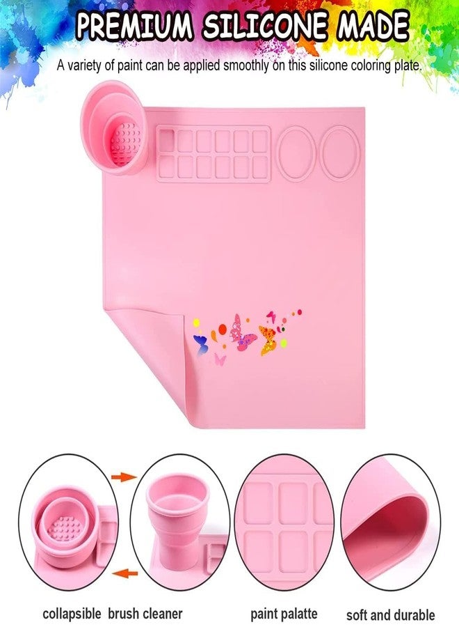 MATSON 43 * 38cm Silicone Craft Mat for Painting Play Doh and Clay for Kids, Non-Stick Multipurpose Silicone Sheet with Cleaning Cup and Palette for Arts and Crafts, Painting, Casting - Image 3