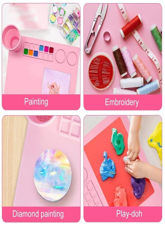 MATSON 43 * 38cm Silicone Craft Mat for Painting Play Doh and Clay for Kids, Non-Stick Multipurpose Silicone Sheet with Cleaning Cup and Palette for Arts and Crafts, Painting, Casting - Image 4