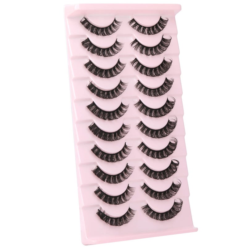 wiwoseo False Eyelashes Russian Strip Lashes Natural Look Lashes Wispy Volume Russian Lashes 3D Effect Fake Eyelashes 10 Pairs Pack