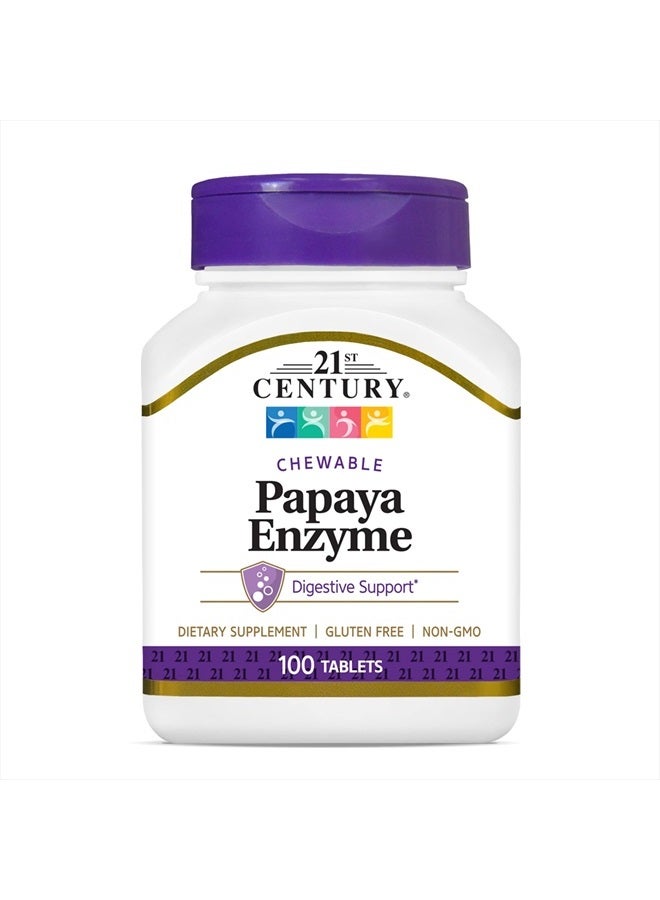 21st Century Papaya Enzyme Chewable Tablets, Tropical, 100 Count - Image 1