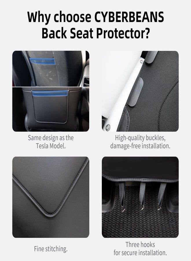 CYBERBEANS 2PCS Leather Seat Back Kick Protectors for Tesla Model Y 3 Accessories 2024 2025,Kids Kick Mats Seat Cover Waterproof Pet Protect Covers for Stains and Scratches - Image 4