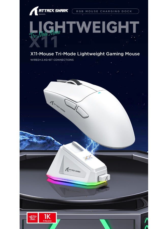 Attack Shark X11 Lightweight Gaming Mouse - Wireless Bluetooth Tri-Mode Rechargeable RGB Mouse - Image 2