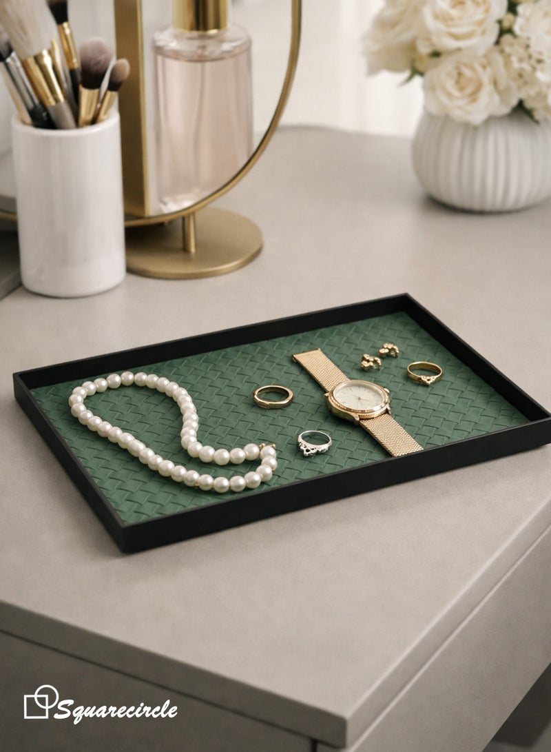 دائرة مربعة صينية ديكور عصرية للمنزل – منظم أنيق للمجوهرات والمفاتيح والشموع، مناسبة للمدخل وغرفة المعيشة - Image 2