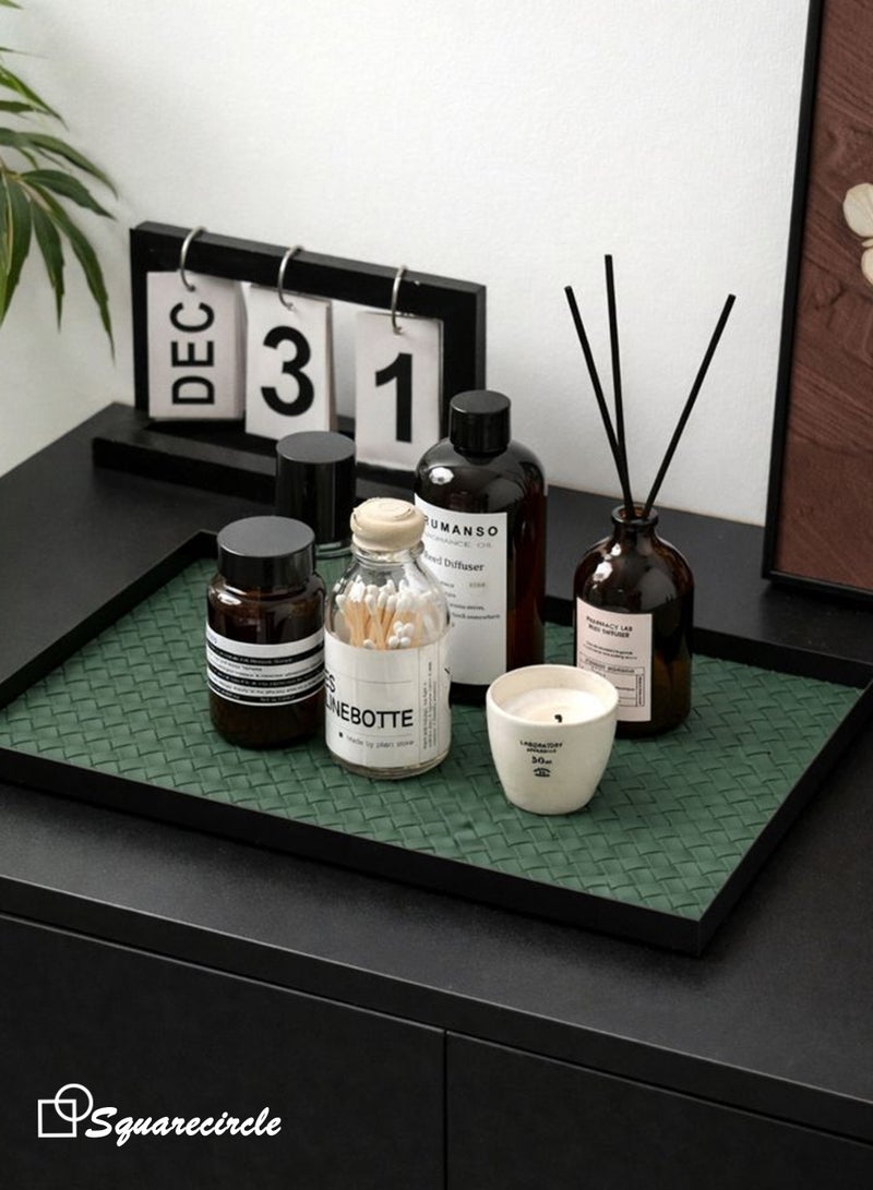 دائرة مربعة صينية ديكور عصرية للمنزل – منظم أنيق للمجوهرات والمفاتيح والشموع، مناسبة للمدخل وغرفة المعيشة - Image 1