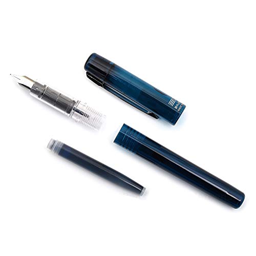 PLATINUM Prefounte Fountain Ink Pen with SS Medium Nib, Translucent Night Sea Blue Barrel, Cap, Blue-Black Ink Cartridge Included, Slip & Seal Cap Design, Ideal for Adults Daily Use Beginners - Image 5